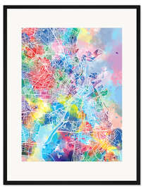 Gerahmter Kunstdruck Kopenhagen Stadtkarte