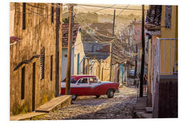 Obraz na PCV Classic car in Trinidad, Cuba at sunset