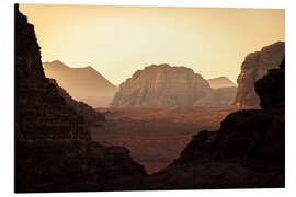 Cuadro de aluminio Amanecer en el desierto de Wadi Rum, Jordania