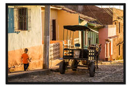 Gerahmter Kunstdruck Pferdekutsche in Trinidad, Kuba