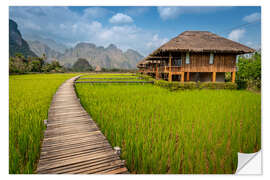 Selvklebende plakat Rice Paddy in Laos