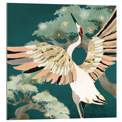 Quadro em plexi-alumínio Golden Crane