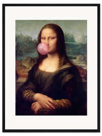 Gerahmter Kunstdruck Mona Lisa mit Kaugummi
