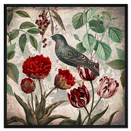 Gerahmter Kunstdruck Vintage Star mit Tulpen