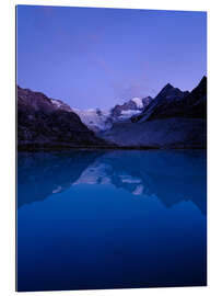 Quadro em plexi-alumínio Lago de montanha Lac de Châteaupré ao entardecer