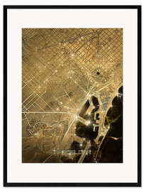 Plakat artystyczny premium w ramie Barcelona - plan miasta