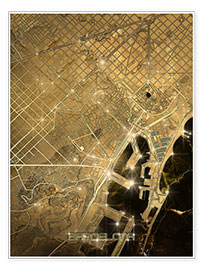 Wandbild  Barcelona Stadtplan Gold - Artbase79
