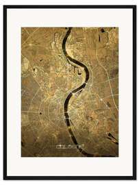 Gerahmter Kunstdruck Kölner Stadtplan Gold