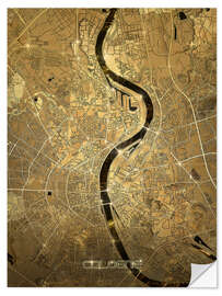 Wall sticker Cologne city map gold