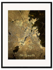 Framed art print Copenhagen city map gold
