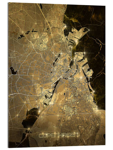 Galleritryk Copenhagen city map gold