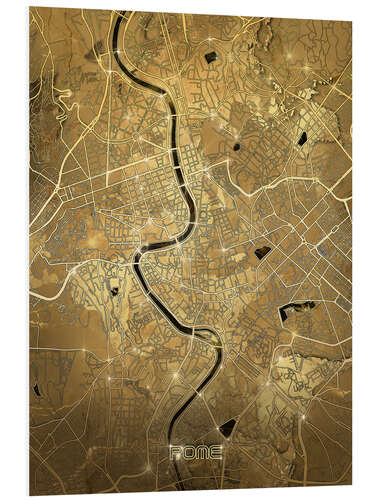 Hartschaumbild Rom Stadtplan Gold