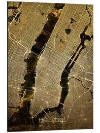 Magnettafel New York Stadtplan Gold