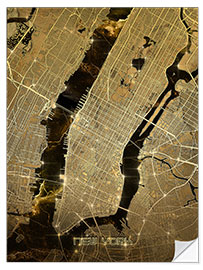 Selvklebende plakat New york city map gold