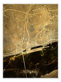 Poster Lissabon Stadtplan Gold
