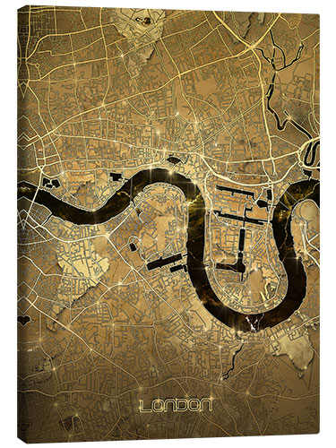 Canvas print London city map gold