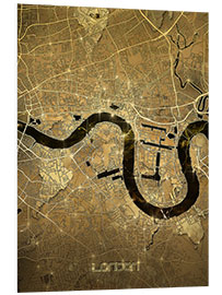 Quadro em PVC Londres mapa ouro