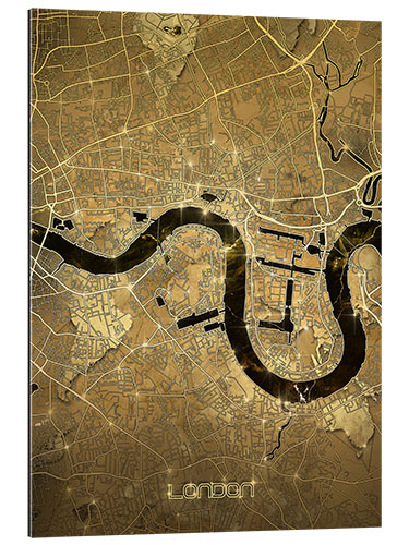 Galleritryk London city map gold