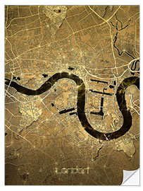 Selvklebende plakat London city map gold