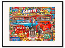 Gerahmter Kunstdruck Retro Diner Crusin