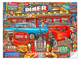 Selvklebende plakat Retro Diner Crusin