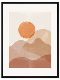 Gerahmter Kunstdruck Sonnenaufgang in den Bergen II