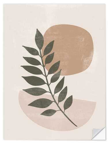 Selvklebende plakat Abstract vintage leaves