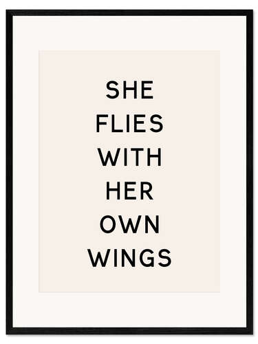 Ingelijste kunstdruk She flies with her own wings