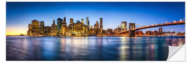 Vinilo para la pared Panorama del horizonte de Manhattan con el puente de Brooklyn