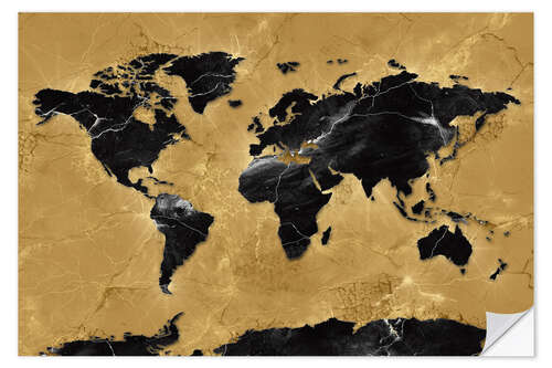 Sisustustarra World map gold