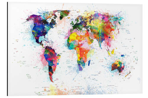 Cuadro de aluminio Mapa del mundo politico acuarela