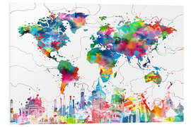 Foam board print World map skyline