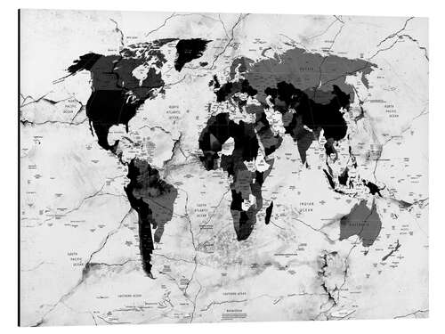 Aluminium print World map marble political