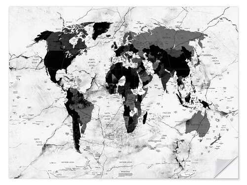 Selvklebende plakat World map marble political