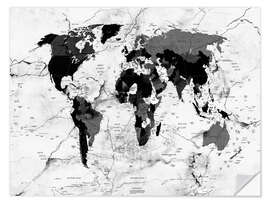 Wall sticker World map marble political