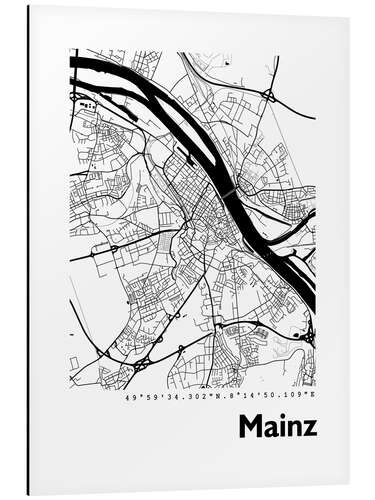 Aluminiumtavla Map of Mainz