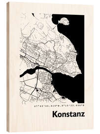 Hout print Map of Constance