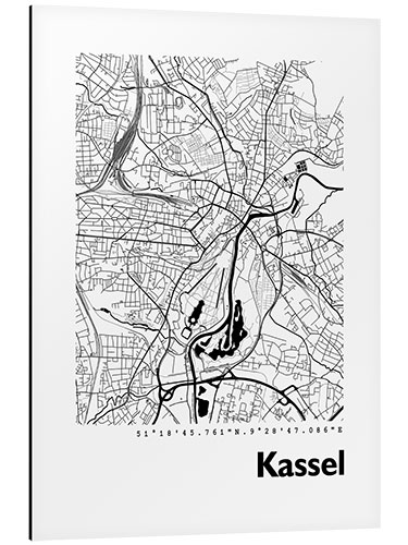 Aluminiumtavla Map of Kassel