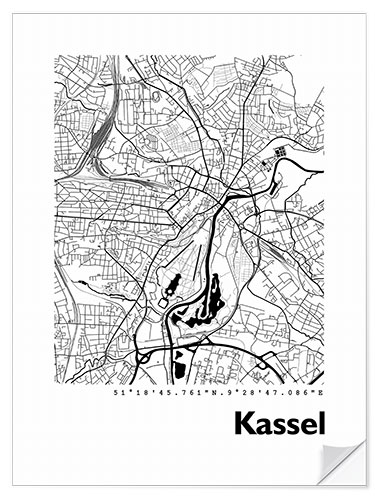 Muursticker Map of Kassel