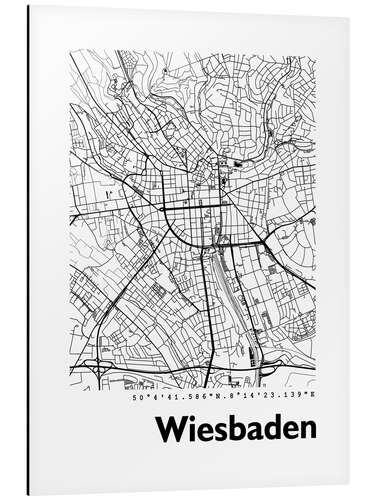 Quadro em alumínio Mapa de Wiesbaden