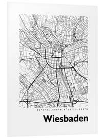 Foam board print Map of Wiesbaden