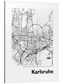 Tableau en aluminium Carte de Karlsruhe