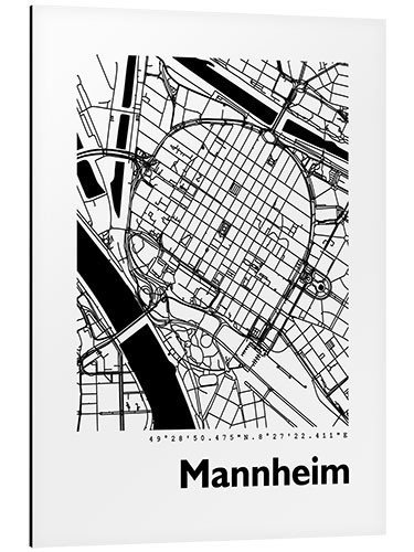 Aluminium print Map of Mannheim