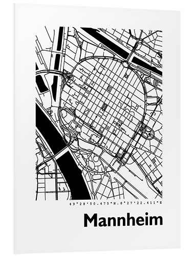 Foam board print Map of Mannheim