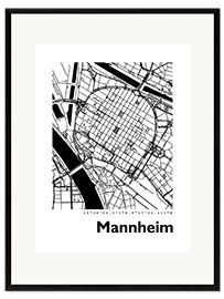 Impresión de arte enmarcada Mapa de Mannheim