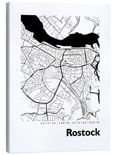 Canvas print Map of Rostock