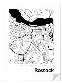 Selvklæbende plakat Map of Rostock