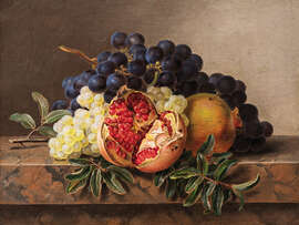 Magnettafel Grüne und blaue Trauben auf Steinrahmen