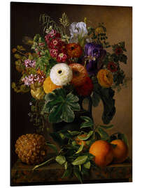 Aluminium print Still life with flowers in an antique vase