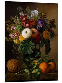 Foam board print Still life with flowers in an antique vase